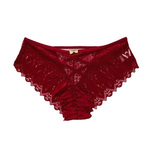 Hot Selling High-End Women's Mid-Rise Lace Hollow Cross Strap Triangle Panties Thin Mid-<strong>Waist</strong> <strong>Underwear</strong> Trendy Sexy Solid - Product Image 1