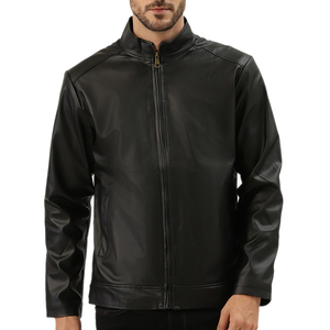 Veste en cuir pour homme élégante et personnalisée, couleur noire unie, veste en cuir de moto personnalisable - Product Image 1