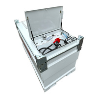 Réservoir diesel portable de 2000 litres avec remorque pour l'extérieur, idéal pour le stockage du carburant de la moissonneuse agricole, équipé d'une pompe électrique et d'un tuyau.