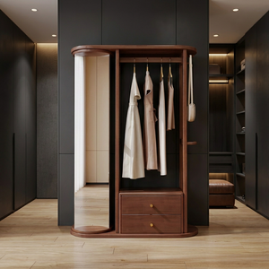 Modern Wood <b>Coat</b> Rack <b>with</b> 4 <b>Hooks</b> and 2 <b>Shelves</b> Freestanding Storage for Bedroom Living Room Furniture Midcentury Design - Product Image 3