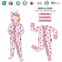 Pijama Enterizo de Bambú con Doble Cremallera y Manoplas Plegables, Estampado de Animales y Flores, Certificado CPC, Marca Privada ODM