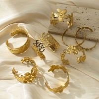 Nouveauté : Bracelets empilables en acier inoxydable plaqué or 18 carats, design exclusif corail et fleurs, bijoux de mode