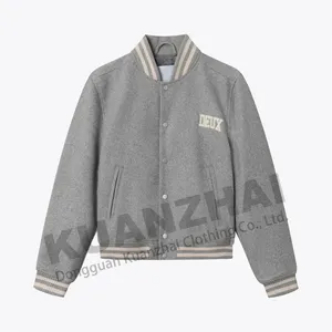 wholesale varsity baseball jacket custom wool gray letterman jacket for sale