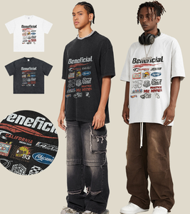 Camiseta Extra Grande para Hombre, Estilo Vintage, con Estampado Digital Personalizado, Logotipo DIY, Camiseta de Algodón Grueso, Ropa Urbana, Camiseta Suave para Hombre - Product Image 1