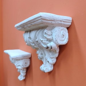 INNOVAHOME listo para enviar granja estilo rural <span class=keywords><strong>blanco</strong></span> antiguo estante colgante decorativo montado en la pared estante organizador flotante S/2 - Product Image 2