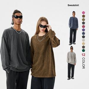 W23021 Custom Print logo <b>Men</b> Long Sleeve T-<b>shirt</b> Vintage Acid Washed Cotton Long Sleeve t <b>Shirts</b> - Product Image 1