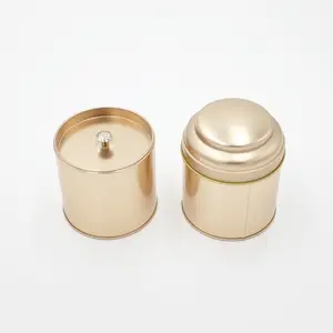 75*90mm lusso smerigliato oro argento metallo lattine di tè tondo alluminio latta candela barattoli di latta contenitore