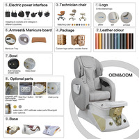 Fauteuil de pédicure de luxe en fibre de verre avec bain à remous sans tuyauterie et pompe de drainage