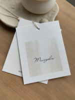Étiquettes suspendues personnalisées estampées à chaud avec cordon ciré en papier coton, ensemble de deux étiquettes volantes pour vêtements de marque