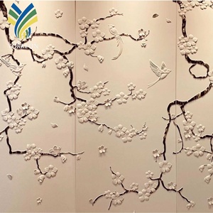 Panneau <span class=keywords><strong>mural</strong></span> en cuir floral 3D pour l'hôtel <span class=keywords><strong>Four</strong></span> Seasons Tokyo Otemachi au Japon, design insonorisant pour les restaurants, les hôtels, imperméable - Product Image 2