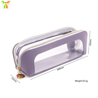 Tas Kosmetik Portabel, Tempat Pensil Transparan dengan Ritsleting untuk Pelajar