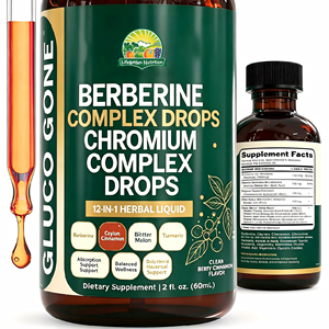 Gotas Líquidas <span class=keywords><strong>Gluco</strong></span> Gone, Mezcla de Berberina, Cromo, Canela, Cúrcuma y Melón Amargo, Apoya la Salud del Azúcar en Sangre y el Metabolismo, 60 ml - Product Image 1