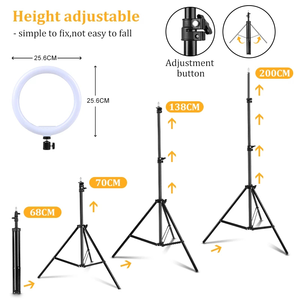 Support de trépied photographique <span class=keywords><strong>tik</strong></span> <span class=keywords><strong>tok</strong></span> youtube dimmable 10 pouces live fill light led selfie ring light - Product Image 2
