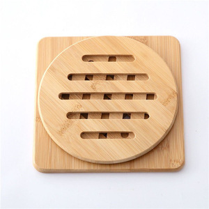 Posavasos redondos de madera, alfombrillas aislantes del calor para uso en la mesa de cocina, material de madera de bambú de color sólido - Product Image 5