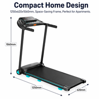 Tapis roulant domestique avec moteur DC 1,5 CV, écran LED, vitesse de 1 à 12 km/h, sans inclinaison, capacité de 100 kg, machine de course compacte pour la remise en forme en intérieur