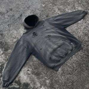 Sudadera tejida de invierno de peso pesado para hombre, <span class=keywords><strong>capucha</strong></span> de gran tamaño con hombros caídos franceses suministrada por ODM, bordado con gráfico 3D forrado Puff - Product Image 5