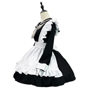 Sailor Style Sweet Maid Outfit Black Long Sleeve Cosplay Costume Women Fancy Dress - Product Image 4