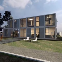 Casa Contenedor de Lujo de Dos Pisos, Prefabricada, Modular, con Paneles Sándwich, Edificio de Oficinas con Paredes de Vidrio para Taller u Hotel