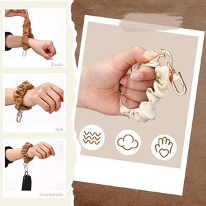 Scrunchie Keychain Vòng Đeo Tay Vòng Đeo Tay Co Giãn Keyring Giữ Cổ Tay Cho Phụ Nữ Cô Gái Túi Charms Treo Trang Trí Twist Móc Khóa - Product Image 3