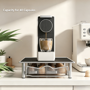 Support de machine à café en métal avec tiroir coulissant et plateau de <span class=keywords><strong>rangement</strong></span> pour capsules de café de taille standard - Product Image 4