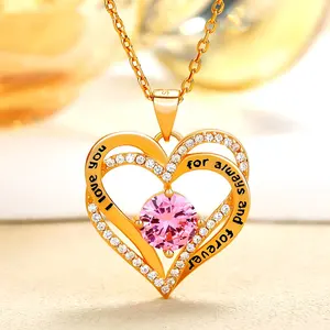 Fashion Minimalist Birthstone Heart Necklace 925 Sterling Silver Necklace Fashion Jewelry necklace for Women