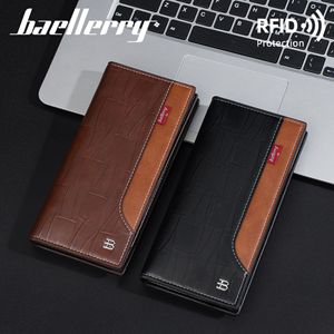 Baelerry Men's <b>Wallet</b> Long Leather RFID Protection Multi Card <b>Holder</b> Black Dark Brown Brown - Product Image 3