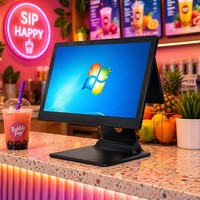 Terminal de point de vente tactile capacitif à double écran haute performance de 15,6 pouces - Terminal de vente au détail ultra-fin en alliage d'aluminium stable et pliable
