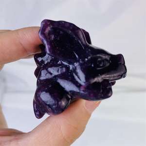 Gran oferta, cristal de lepidolita natural de alta calidad, dinosaurio de orejas grandes tallado, reiki, cristal púrpura, <span class=keywords><strong>pokeman</strong></span> para decoración de regalos - Product Image 5
