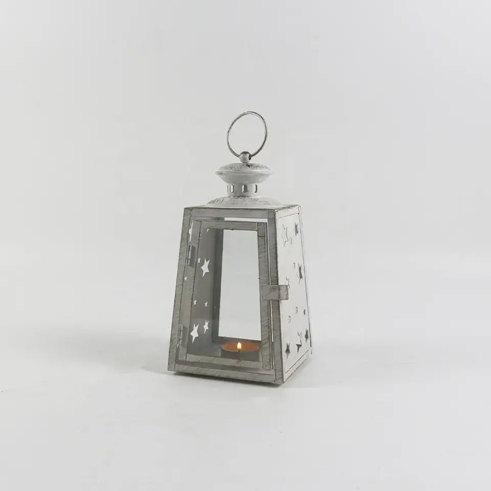 Elegant Home Decor black white cheap small decorative metal lantern for home decoration