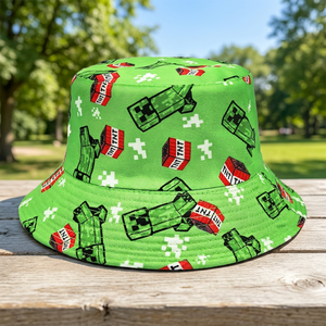 Sombrero de Pescador con Estampado de Minecraft, Unisex, Estilo Hip-Hop, de Ala Plana, con Diseño de Personajes de Videojuegos, Casual - Product Image 3