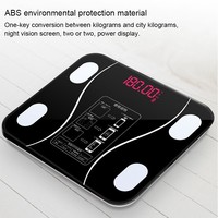 Báscula de Baño con Pantalla LED y Sensor de Vidrio Templado Negro de 396 LB 180 kg 28X28 CM con Medición de Grasa Corporal y Aplicación OKOK