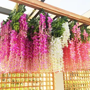 Flor artificial wisteria a granel, flor artificial para decoração de festa em casa