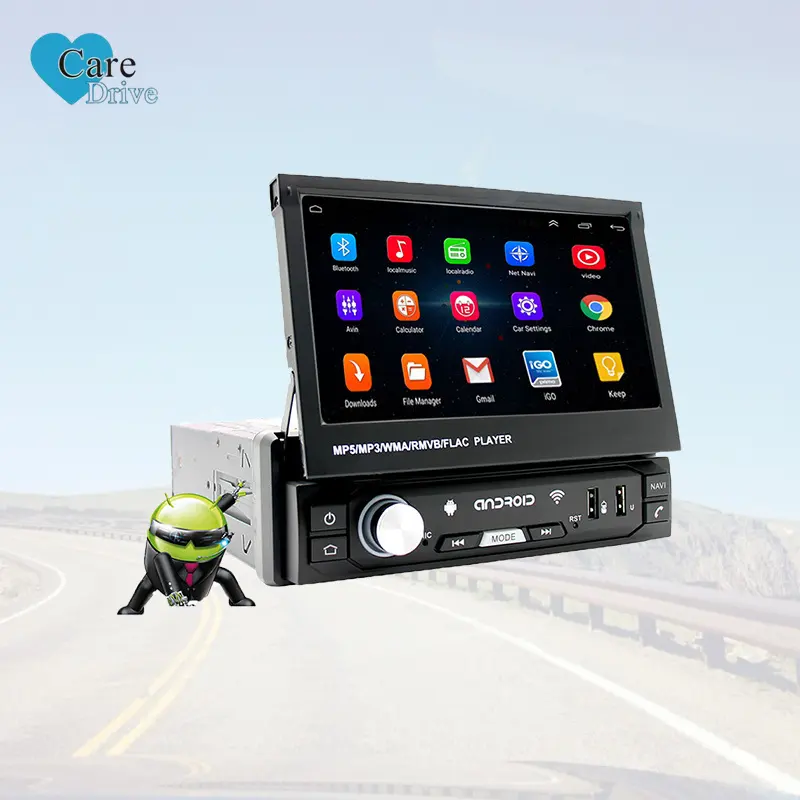 CareDrive 자동차 라디오 안드로이드 9.1 개폐식 7 인치 터치 스크린 자동차 스테레오 오디오 Bt USB FM GPS 자동차 DVD 비디오 멀티미디어 플레이어