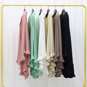 Crêpe de luxe de couleur unie Khimar Eid Ramadan Long Jibab plaine prière musulmane grande taille Khimar Hijab écharpe - Product Image 4