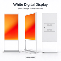 Layar Digital Signage Portabel Vertikal Double Rod 55" Putih, Layar LCD ADS 55 Inci, Model Berdiri Bebas