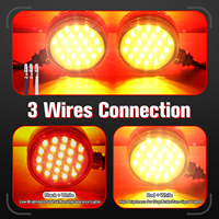 Feux de signalisation de direction ronds à double face avec lentille transparente, 48 LED ambre/rouges, compatibles avec Kenworth/Peterbilt/Freightliner, IP65