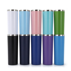 Vaso delgado de acero inoxidable con aislamiento al vacío de doble pared de 20 OZ, tapa de sellado <span class=keywords><strong>para</strong></span> taza de café, Pajita <span class=keywords><strong>para</strong></span> viajes, rendimiento térmico en frío - Product Image 1