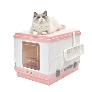 Grand espace de rangement pour litière, toilette Portable et pliable, facile à plier, pour chat, chaton, bac à litière