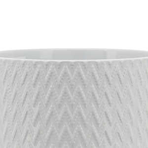 Pot en céramique avec support en bois, design géométrique blanc, pot décoratif intérieur/extérieur pour la maison, le jardin, l'entrée, la terrasse - Product Image 6