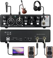 Interfaz de Audio de estudio profesional OEM de fábrica 2 en 2 salidas Mezclador de Audio USB Grabación Podcast Tarjeta de sonido de grabación
