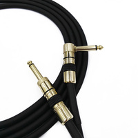 Câble de guitare série Gold 6,35 mm TS Mono coudé vers droit, gaine PVC noire, coque métallique dorée pour un look haut de gamme OEM