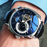 Montre mécanique automatique de luxe pour homme AOKULASIC 2126, cadran squelette à cœur ouvert avec phase de lune