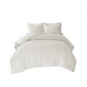 Ensemble de housse de couette en coton chenille capitonnée Db Medallion, 3 pièces, literie classique matelassée pour usage domestique - Product Image 1
