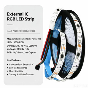 Tira de Luces LED Inteligente WS2811 Direccionable RGB 12V, Tira de Luces LED RGB de 25m con Sincronización de Video Tuya - Product Image 2