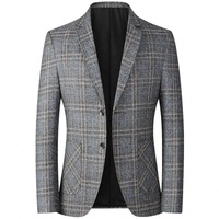 Blazer de costume décontracté à carreaux pour homme, à deux boutons, prêt-à-porter, vente directe