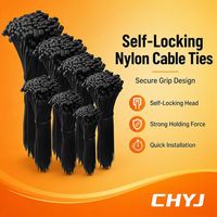 Attaches-câbles résistantes aux intempéries, noires, anti-UV, autobloquantes, en nylon, pour applications marines et industrielles, 5x250mm