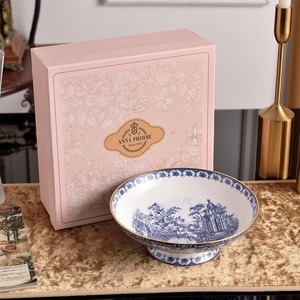 Europe Modern Blue and White Round <b>Stoneware</b> <b>Dinnerware</b> <b>Set</b> with Freezer Safe Utensils Kit Portable Home Gift - Product Image 5
