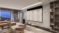 Écran de projection encastré au plafond à commande vocale de 92 à 150 pouces, lumière d'ambiance intelligente, écran de projection blanc perforé