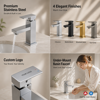 Robinet de lavabo moderne en acier inoxydable chromé, à poser sur le comptoir, mitigeur chaud/froid pour salle de bain, poignée unique, sans plomb