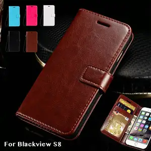 Card Slots Stand Wallet Flip Crazy Horse Leather Case For Blackview S8 Mobile Phone